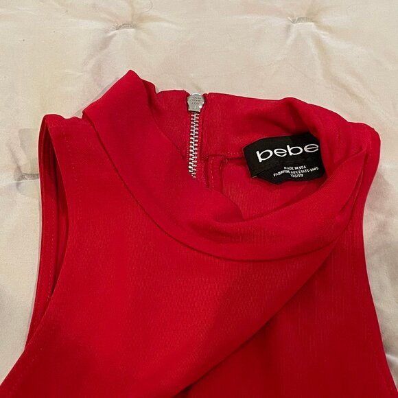 Bebe Red Mock Neck Asymmetric Dress - Picture 4 of 4